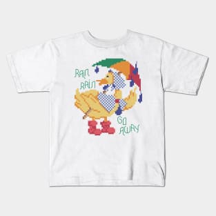 Rain Rain Go Away Duck Cross Stitch Kids T-Shirt